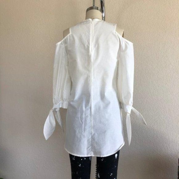 Timo Weiland Cold Shoulder Tie Sleeve Tunic Blouse - Picture 4 of 5